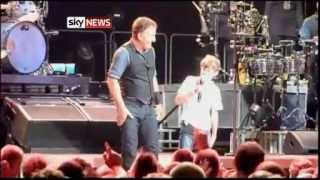 Bruce Springsteen Invites Young Fan On Stage In Australia [upl. by Airdnaxila]