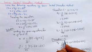 Gauss seidel method  Iterative method [upl. by Cindra]