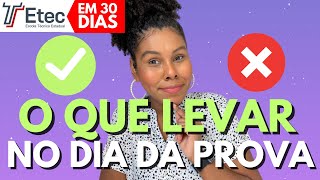 O QUE LEVAR NO DIA DA PROVA DA ETEC  VESTIBULINHO ETEC 2024 [upl. by Marti]