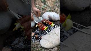 Shish kebab with vegetables Juicy kebab with vegetables and cheese [upl. by Evie331]