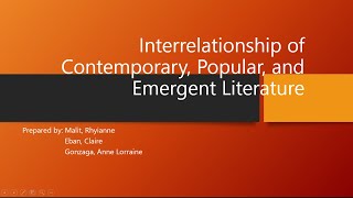 Interrelationship of Contemporary Popular and Emergent Literature [upl. by Mastat792]