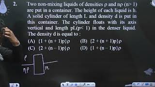 Two nonmixing liquids of densities and n n 1 are put in a container The he [upl. by Let]