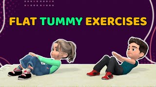 12 MAT EXERCISES FOR FLAT TUMMY  KIDS WORKOUT [upl. by Ruon]