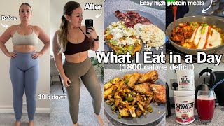 WHAT I EAT IN A DAY 1800 calorie deficit for weight loss  easy high protein meals [upl. by Hpsoj]