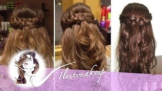 Peinado fácil Semirecogido con ondas y trenzas [upl. by Robison889]