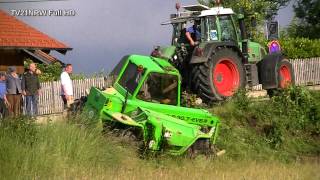 Unfall mit 7 Tonnen Baumaschine schwierige Bergung Merlo P 307 EVS Telescopic 1162012FullHD [upl. by Schuyler]