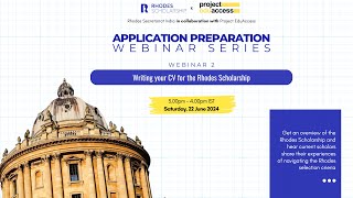 Rhodes Scholarship Webinar 2 Writing your CV for the Rhodes Scholarship [upl. by Niffirg615]