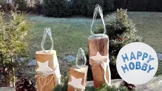 Kerze basteln aus Brennholz und Gartendraht Holzkerze Winter DIY [upl. by Eidur]