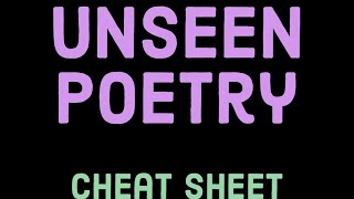 Unseen poetry cheat sheet [upl. by Crespi]