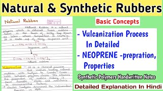 NATURAL AND SYNTHETIC RUBBERS  Vulcanization Process  Neoprene  BSc Notes [upl. by Hite]