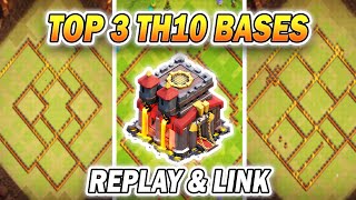 Top 3 Best Bases for TH10 in 2024  Unbeaten FarmingPushingWar Bases Clash of Clans [upl. by Farlay594]