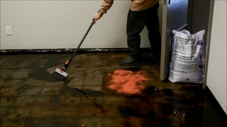 How to remove black mastic or carpet glue from a concrete floor  wwwsealgreencom  8009973873 [upl. by Arolf]