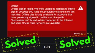 Fix Rockstar Offline Mode Could Not Establish connectionOffline Online Sign in Failed Error 600087 [upl. by Akenn]