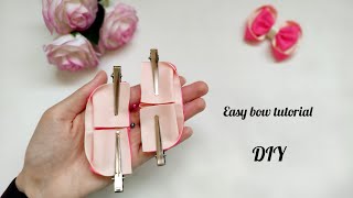 How to make a beautiful bow with grosgrain ribbon an easy way at homebow tutorial for beginners [upl. by Dronel]