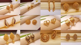 Stud Gold Earrings Designs with Price and Weight  Gold Studs Designs Indhus Jewellery collection [upl. by Airdnahc]