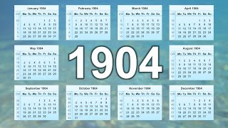 Calendar 1904 [upl. by Ornas]