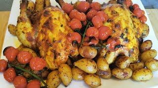 Poulet rôti farci et mariné à la chermoula marocaine [upl. by Eberle]