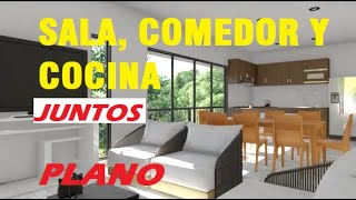 🔔Plano de Sala Comedor y COCINA JUNTOS [upl. by Auqined]