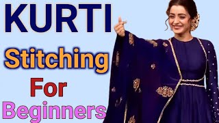 Churidar Top Kurti Stitching Malayalam Easy and simple Top Cutting method [upl. by Icaj954]