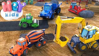 Les engins de chantier dessin animé 🚚 Tractopelle bulldozer grue camion  HeyKids  Comptine bébé [upl. by Ylsel407]