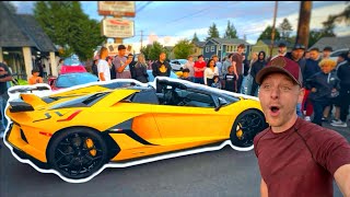 LOUD Lamborghini SVJ Roadster Surprises Car Meet [upl. by Blackman]