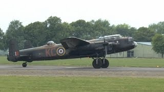 Avro Lancaster take off  propeller tip condensation trails [upl. by Akemahs]