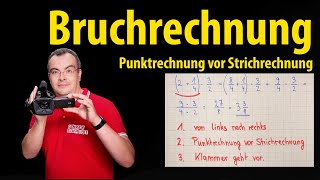 Bruchrechnung  Punktrechnung vor Strichrechnung amp Klammer geht vor einfach erklärt Lehrerschmidt [upl. by Anela831]