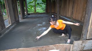 Girl builds 120m2 concrete yard alone  Transporting sand and cement by human power  Farm life [upl. by Etteuqal384]