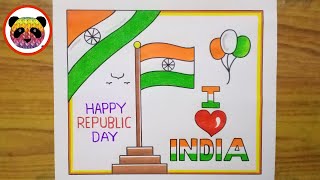 Republic Day Drawing  Republic Day Poster Drawing  How to Draw Republic Day Drawing Easy Steps [upl. by Goodspeed]