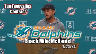 Coach Mike McDaniel Condensed Interview on Tua Tagovailoa Contract Miami Dolphins Football amp IMO [upl. by Nilak989]