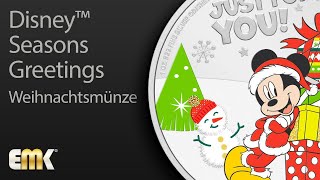 Disney™  Seasons Greetings  1 Oz Silber  Polierte Platte  Weihnachtsmünze [upl. by Skelton]