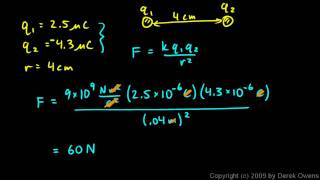 Physics 1221b  Coulombs Law  Simple Examples [upl. by Klatt878]