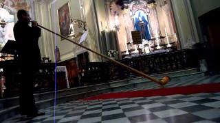 Andrea Passoni Alphorn quotChoral für Reinachquot Kirche Verscio [upl. by Yattirb]