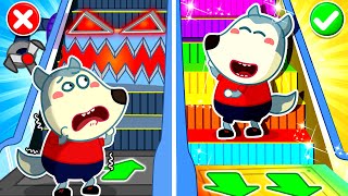 Escalator Monster  Escalator Safety Safety Education for Kids 🤩 Wolfoo Kids Cartoon [upl. by Ternan619]