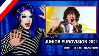 FRANCE  Enzo  Tic Tac LIVE  Drag Queen Reacts to Junior Eurovision 2021 [upl. by Inaluahek]