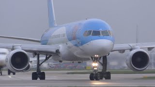 19 Close Up Planes Takeoffs amp Landings  Manchester Airport [upl. by Suiravaj]