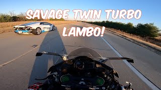 TWIN TURBO LAMBORGHINI BATTLES 300WHP NINJA H2 [upl. by Afrika]