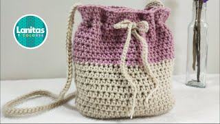 Bolso TEJIDO a CROCHET paso a paso puntos basicos  Lanitas y Colores [upl. by Ilarrold601]