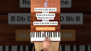 Giornos Theme EASY Piano Tutorial with Letter Notes Shorts [upl. by Mcnair]