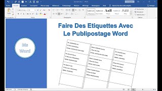 PUBLIPOSTAGE WORD  Faire des étiquettes pour débutant [upl. by Nnorahs879]