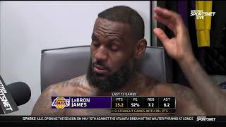 LeBron James POSTGAME INTERVIEW  Los Angeles Lakers beat Destroit Pistons 125111 [upl. by Araiek]