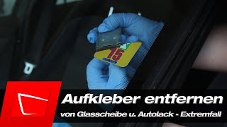 Aufkleber entfernen  Umweltplakette und Vignetten  von Glasscheibe und Autolack BMW E36 1 [upl. by Furmark]