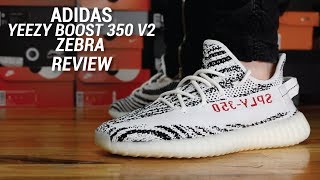 ADIDAS YEEZY 350 V2 ZEBRA REVIEW [upl. by Bowes91]