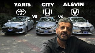 In mein sey kaun si behtar hai Yaris vs City vs Alsvin Car Comparison by Suneel Munj [upl. by Bonis]