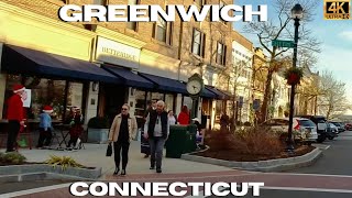 Driving Downtown Greenwich Connecticut 4K [upl. by Ynatterb]