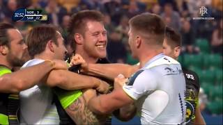 Owen Farrell dump tackle sparks fiery confrontation with Teimana Harrison [upl. by Dennett]