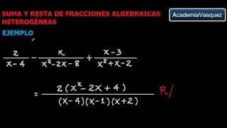 Suma y Resta de Fracciones Algebraicas Heterogéneas [upl. by Ahsait534]