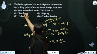 The boiling point of ethanol is higher as compared to the boiling point of diethyl ether though [upl. by Leuneb]