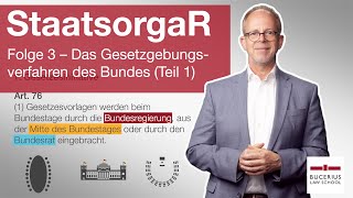 Das Gesetzgebungsverfahren des Bundes Teil 1  Staatsorganisationsrecht  Folge 3 [upl. by Jecoa]