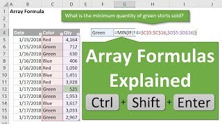 Excel Array Formulas Explained with MIN and IF Functions Part 1 of 5 [upl. by Vitus619]